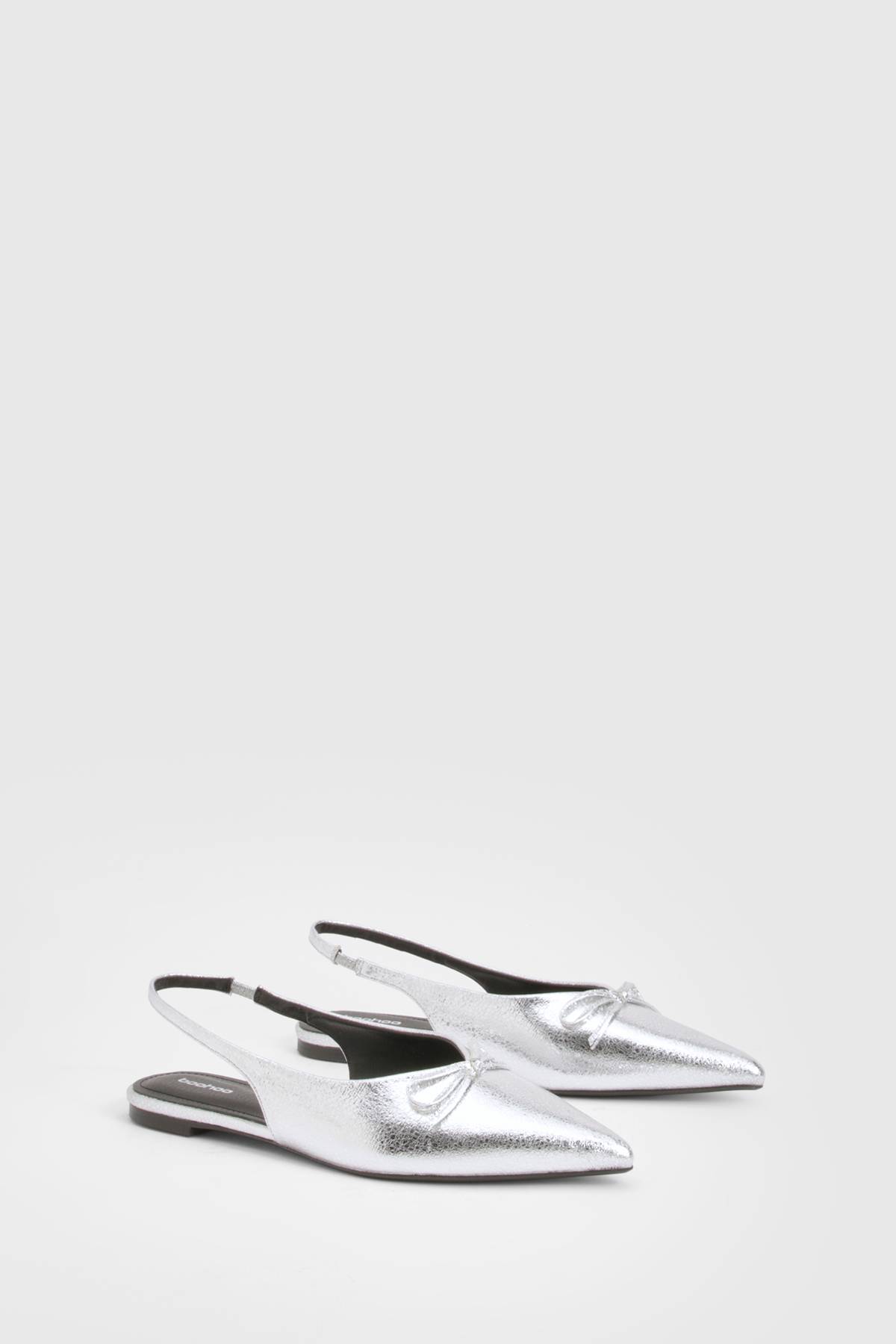boohoo Ballerines à Bride Arrière Pointues avec Détail Nœud