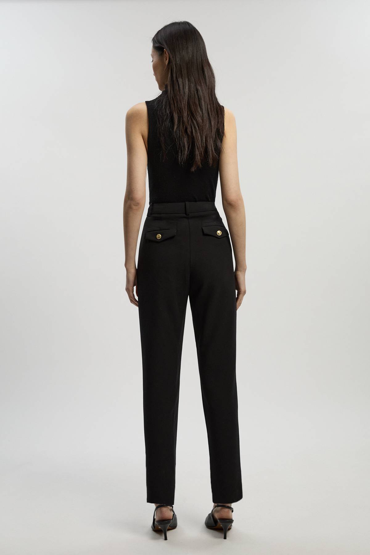 KarenMillen Pantalon Droit Militaire Ajusté en Tissu Stretch Compact