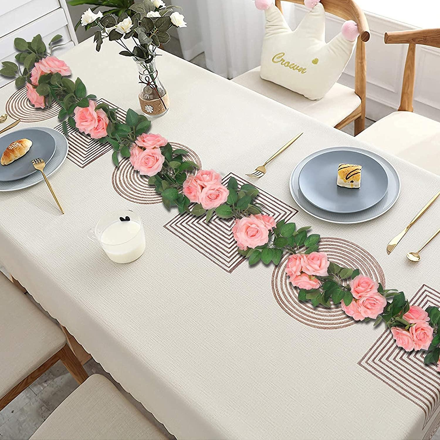 (2m) Deko Kunstblumen Rosen Girlande - Rosa