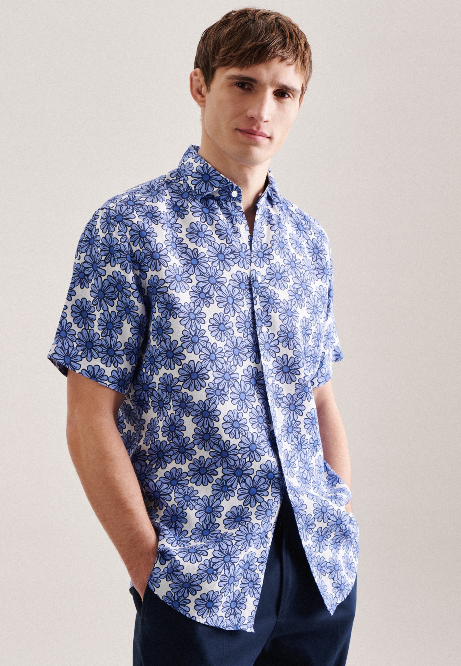 seidensticker Businesshemd »Regular«, Regular Kurzarm Kentkragen Floral