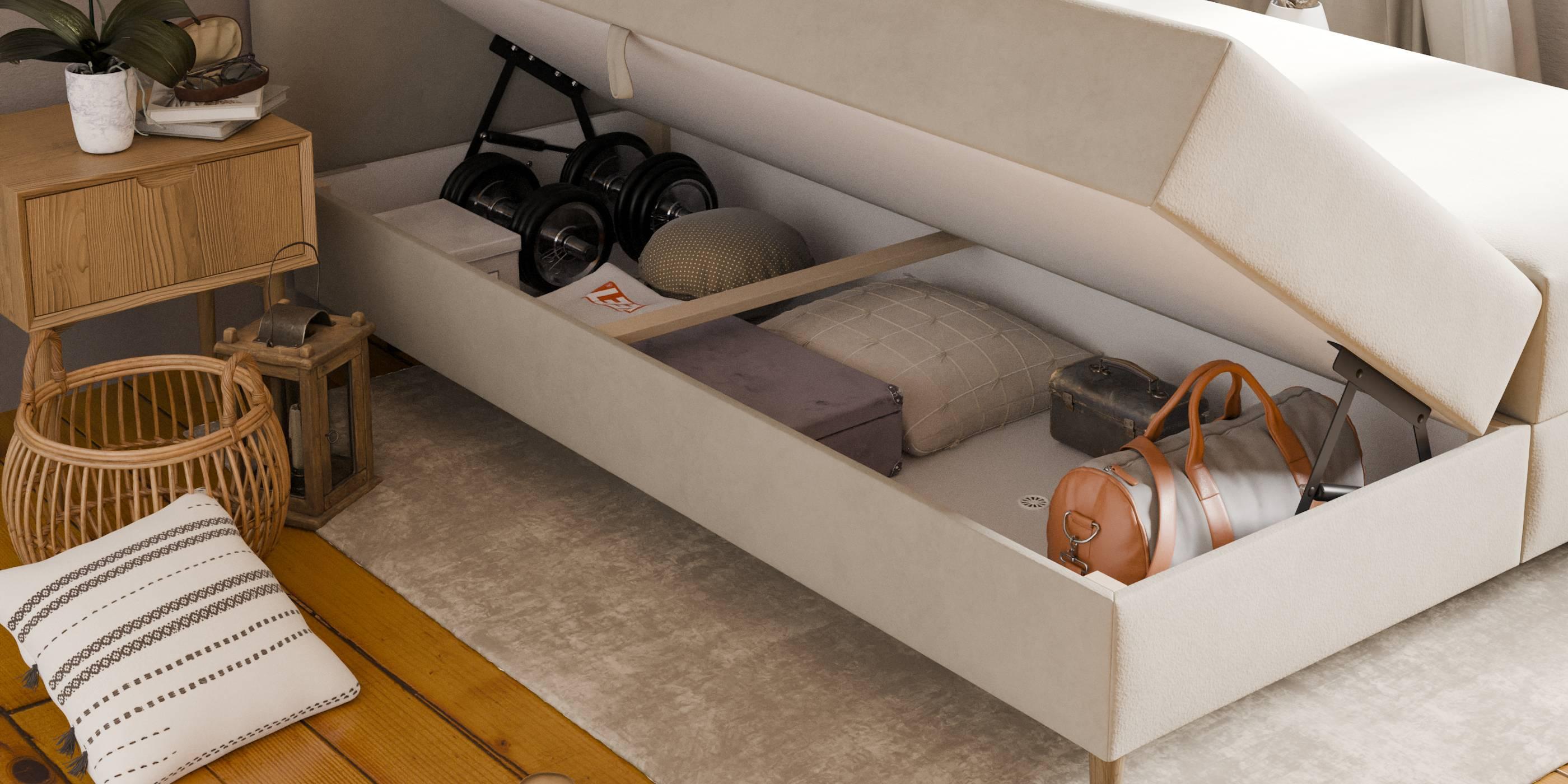 by fonQ Novae Boxspring  met Opbergruimte 160 x 200 cm - CrÃ¨me / Zwart
