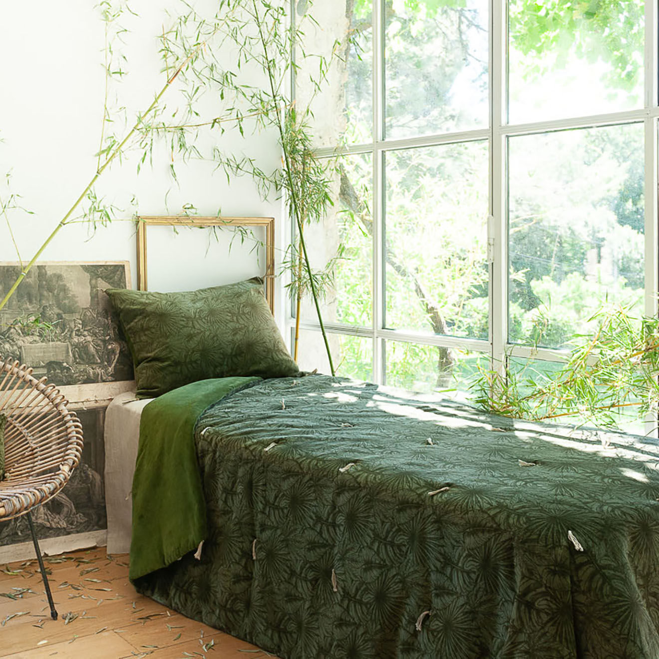 En Fil d'Indienne Plaid Goa olive - 140x220 cm