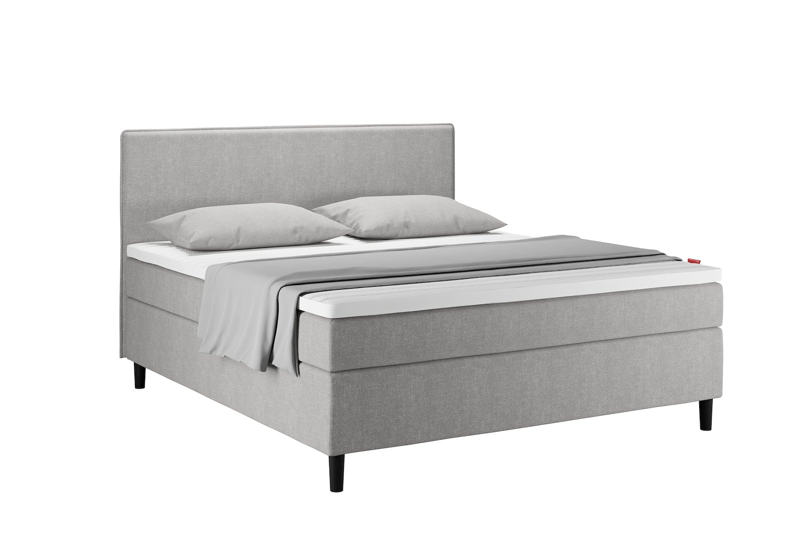 Sensitive 200 Kontinental 180x200 cm Tekstil Mica 15 Medium/Fast m/Premium hyperflex overmadrass og Round black ben 13cm, gavl selges separate.