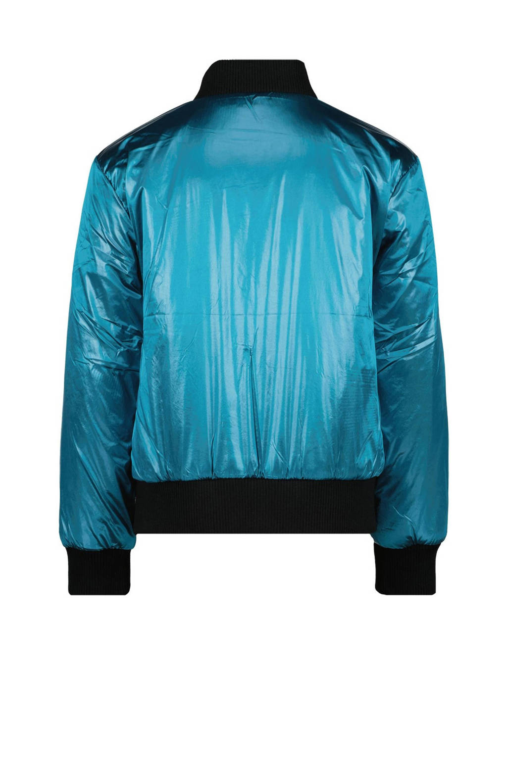 Vingino reversible bomberjack Tarbara met panterprint aqua blauw/bruin