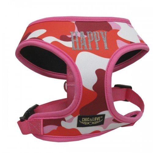 Coleira de neoprene camuflada para cães, rosa