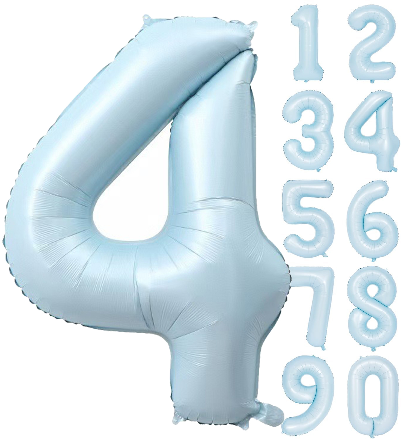 (90cm) Zahlen Ballon Geburtstags Party Luftballon Folienballon - Zahl 4 / Pastell Blau