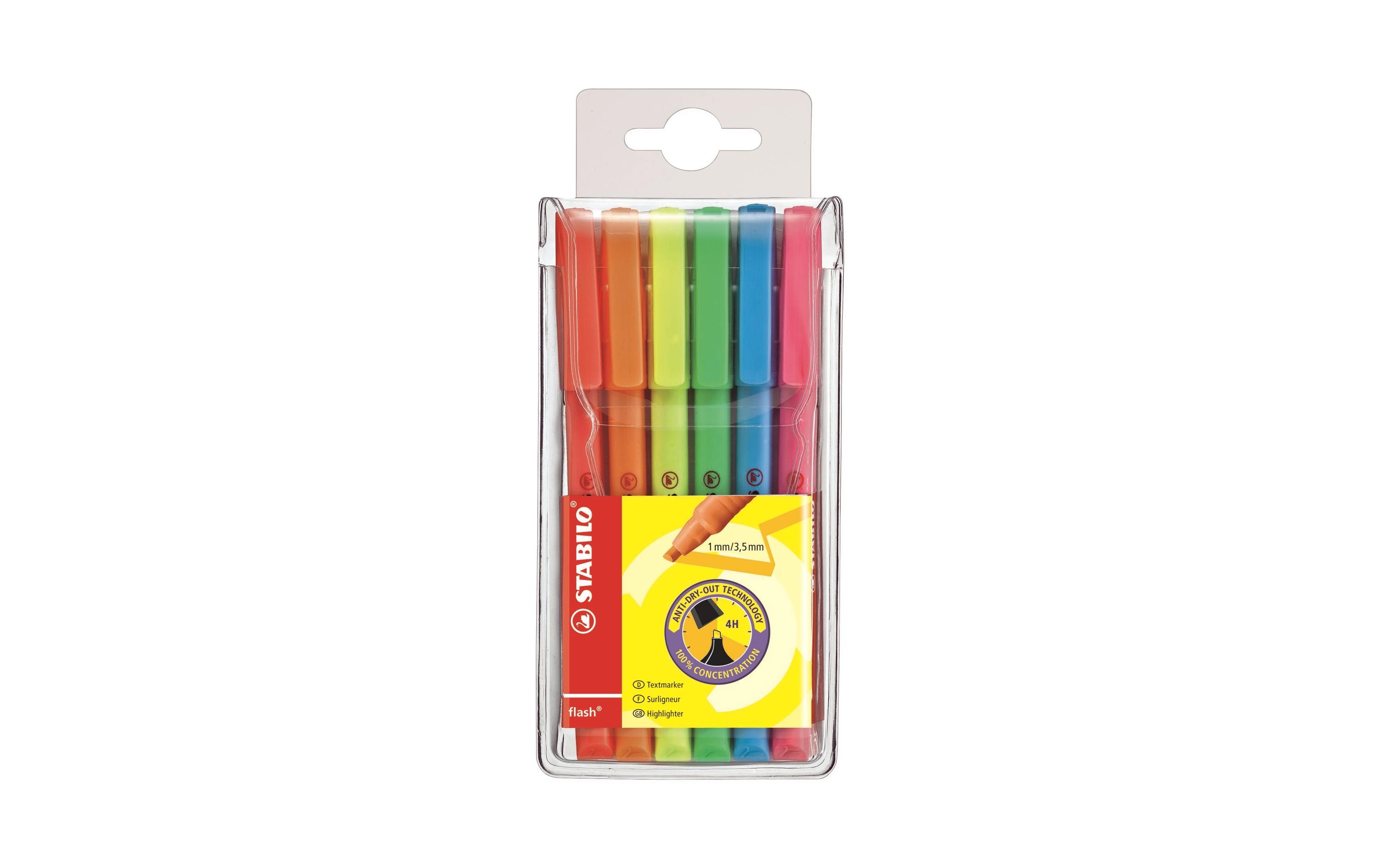 Textmarker Flash 6er EtuiTextmarker mit Clip