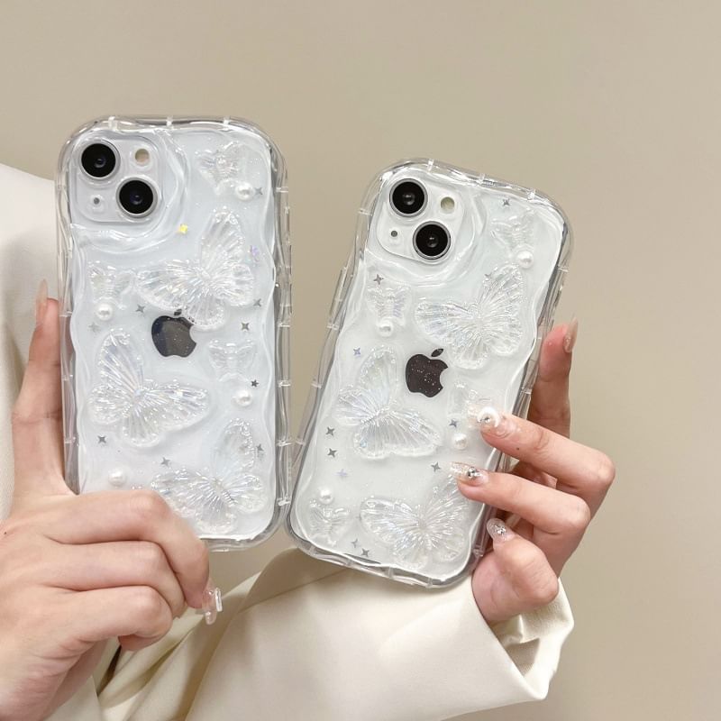 Tondephiry - Transparante telefoonhoes met vlinderprint voor iPhone 16, 16 Plus, 16 Pro, 16 Pro Max, 15, 15 Pro, 15 Pro Max, 14, 14 Plus, 14 Pro, 14 Pro Max, 13, 13 Pro, 13 Pro Max