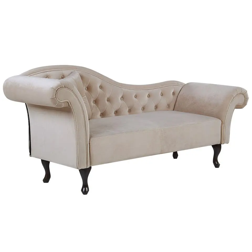 LATTES - Chaise longue - Beige - Linkerzijde - Fluweel