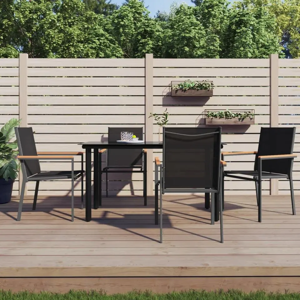 vidaXL - Tuinstoel - Zwart - Staal - 4 stuks