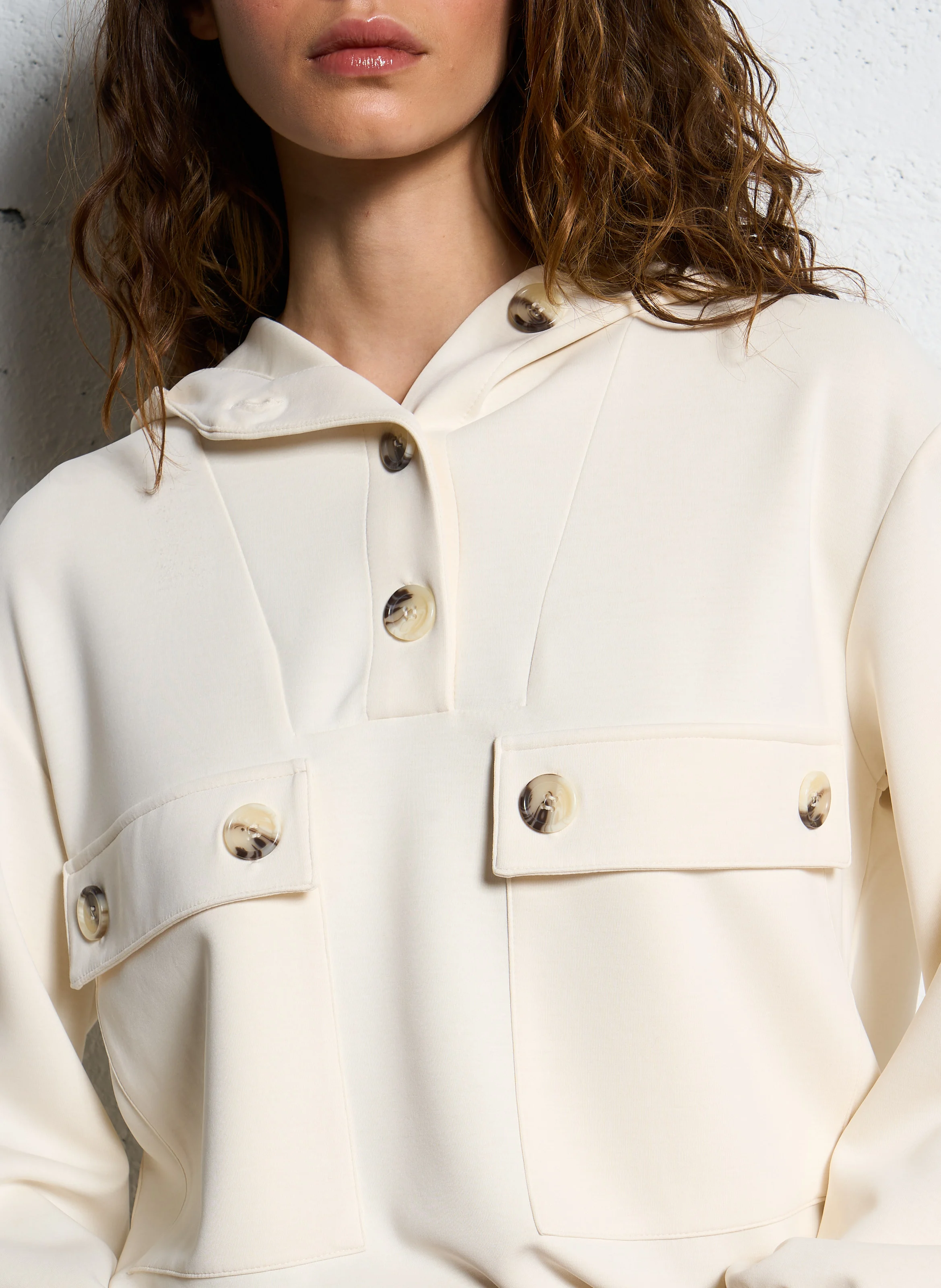 CADIX - Sweat-shirt ample à capuche| Beige