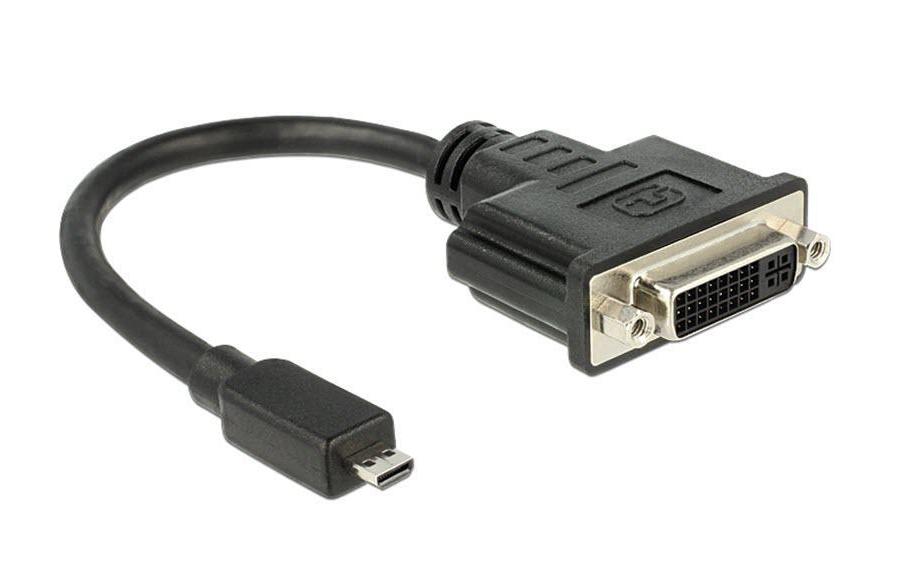 Adapterkabel Micro-HDMI – DVI-I SchwarzHDMI Micro-D Stecker zu DVI-D 24+5 Buchse, 20 cm