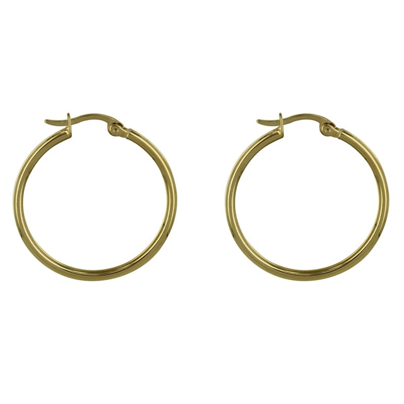 Boucles d'Oreilles Plaqué Or Moyennes Créoles Rondes 3cm