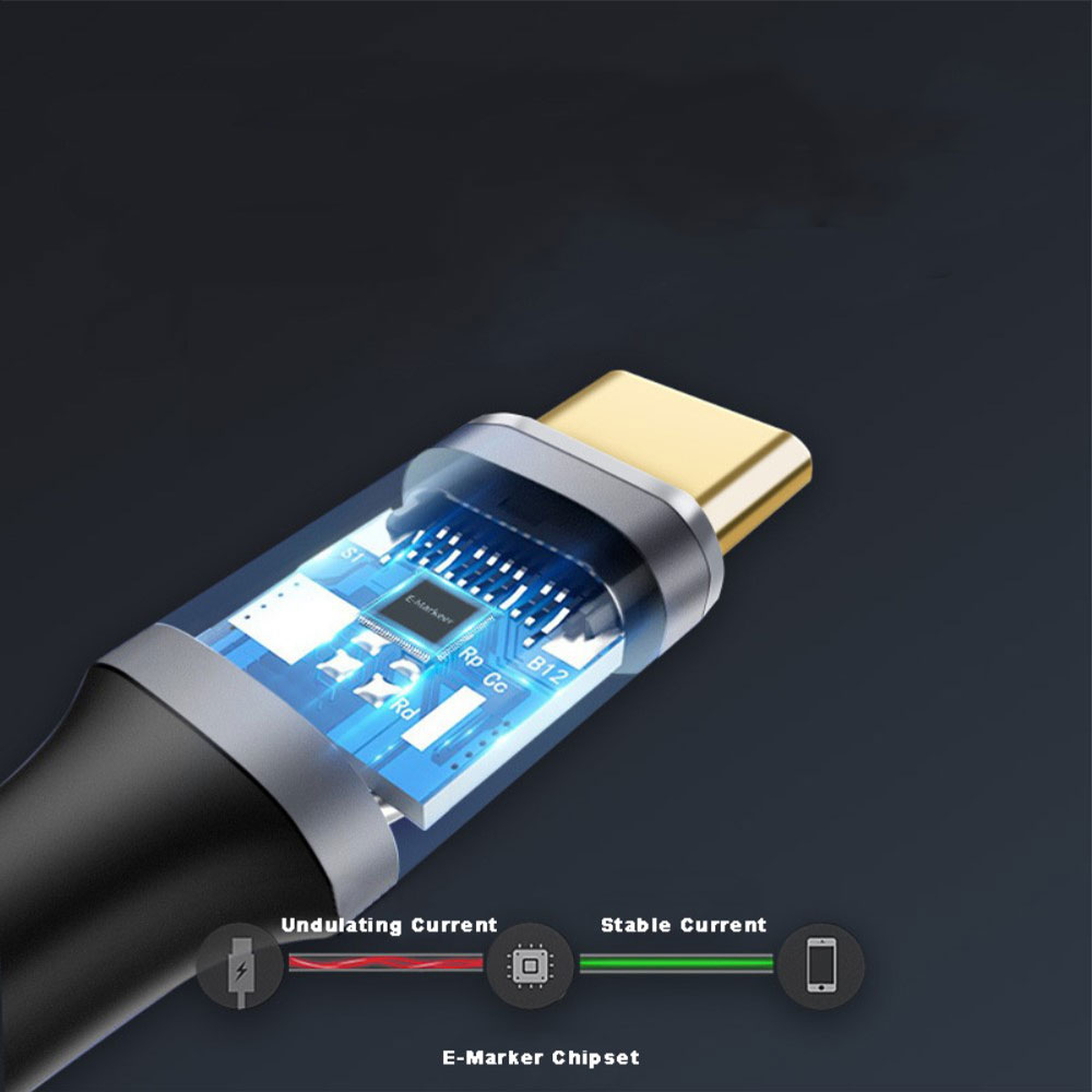 (1.5m) 100W USB C Power Delivery Schnell Ladekabel Nylon Datenkabel 4K@60Hz - Schwarz