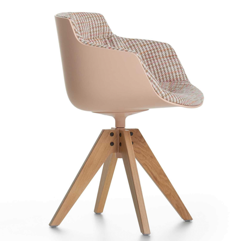 MDF Italia Flow Slim Color VN Oak stoel gestoffeerd roze, Fall R477