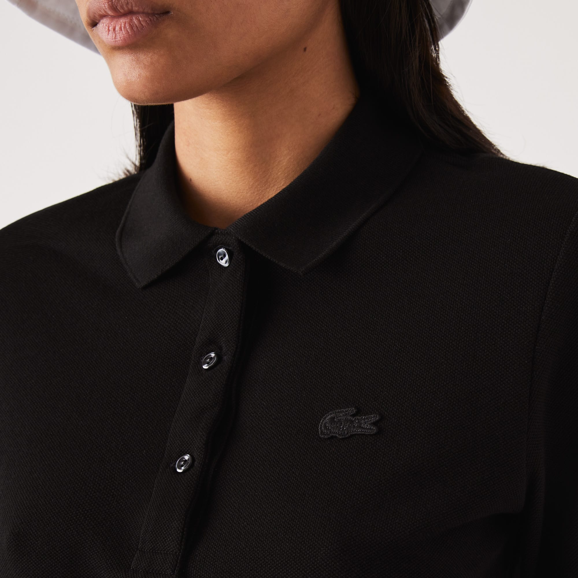 Polo Lacoste slim fit à manches trois-quarts en coton souple Manches Courtes - Noir - Lacoste - Femme