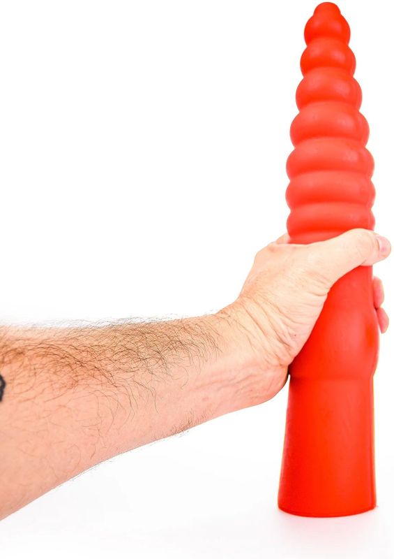 All Red Geribbelde Anaal Dildo 33 x 6 cm - rood