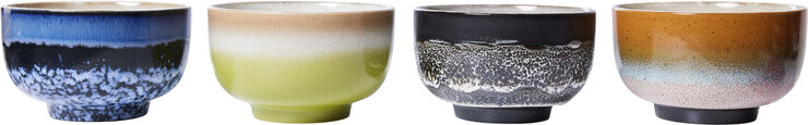 HK Living 70s ceramics noodle bowls groovy set of 4 Multi