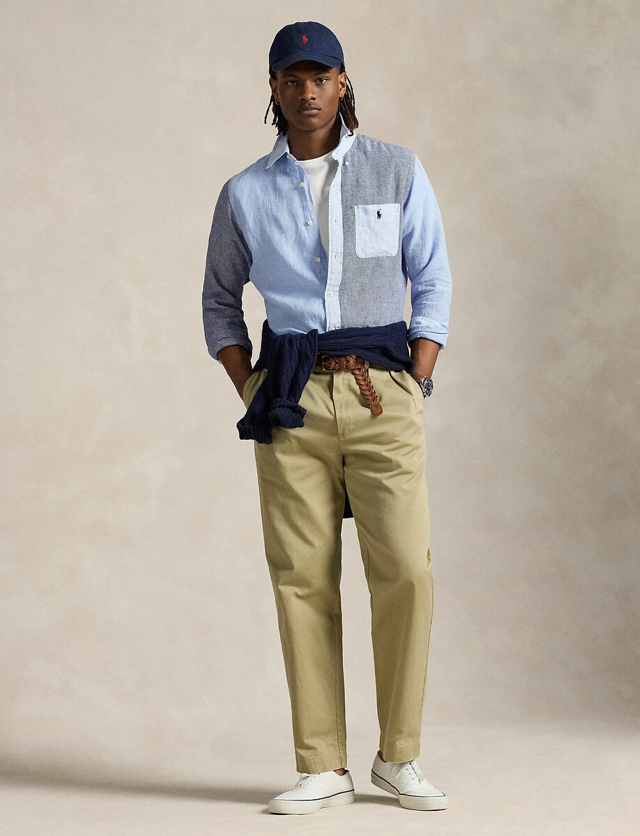POLO RALPH LAUREN<br>Camisa de linho com patchwork