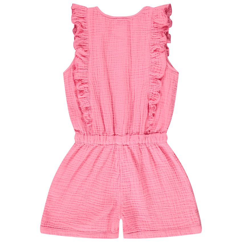 Salopette courte en double gaze de coton pour fille - Multicolore
