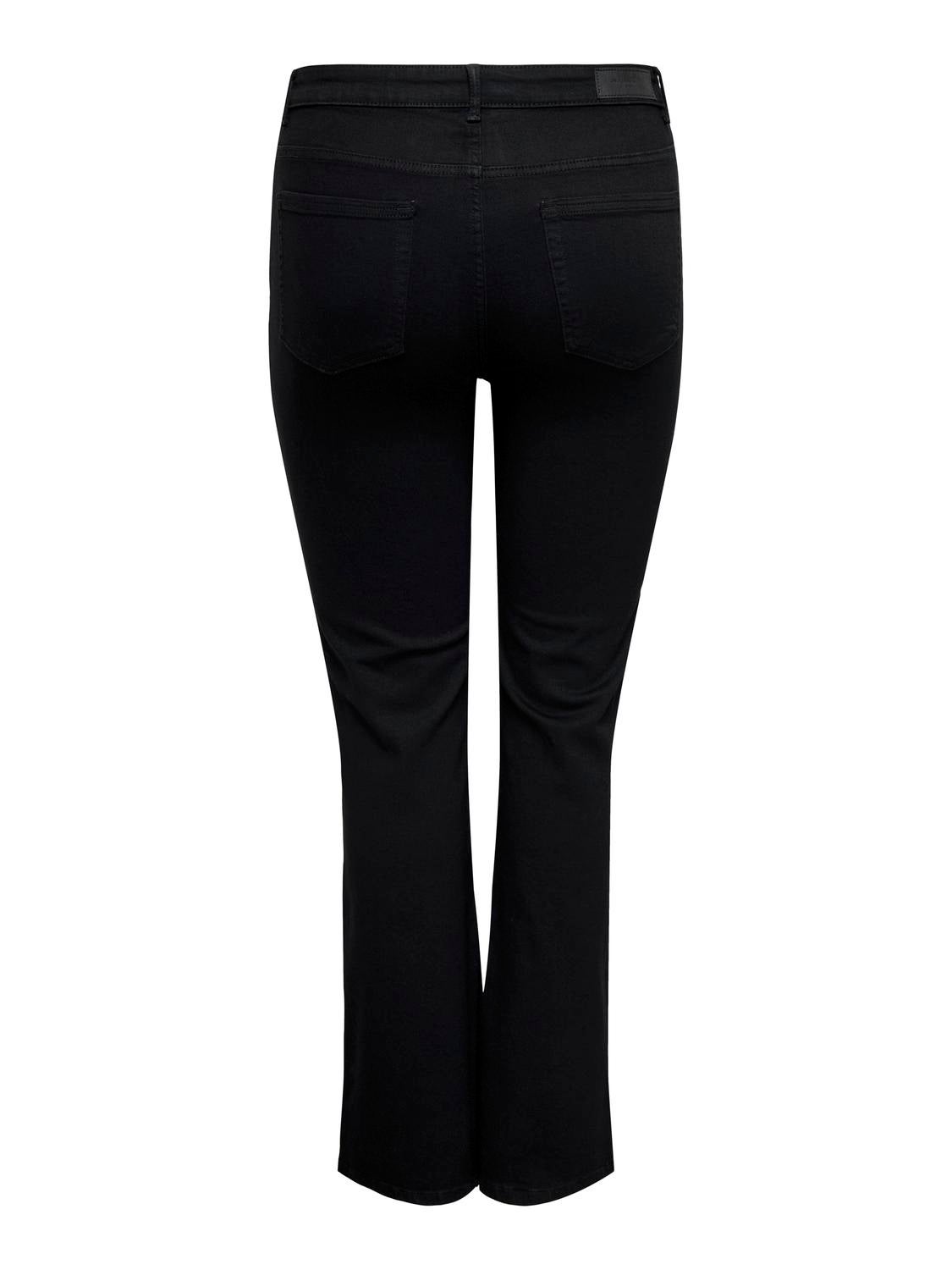 CARWILLY Hohe Taille Ausgestellt Jeans Black Denim