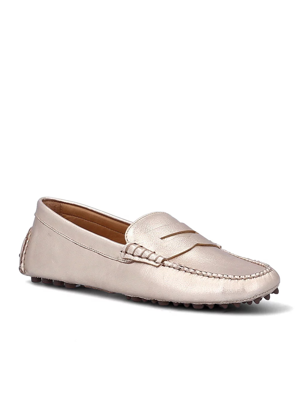 MOCASSIN FANCY DRIVER METALISE PLATINE