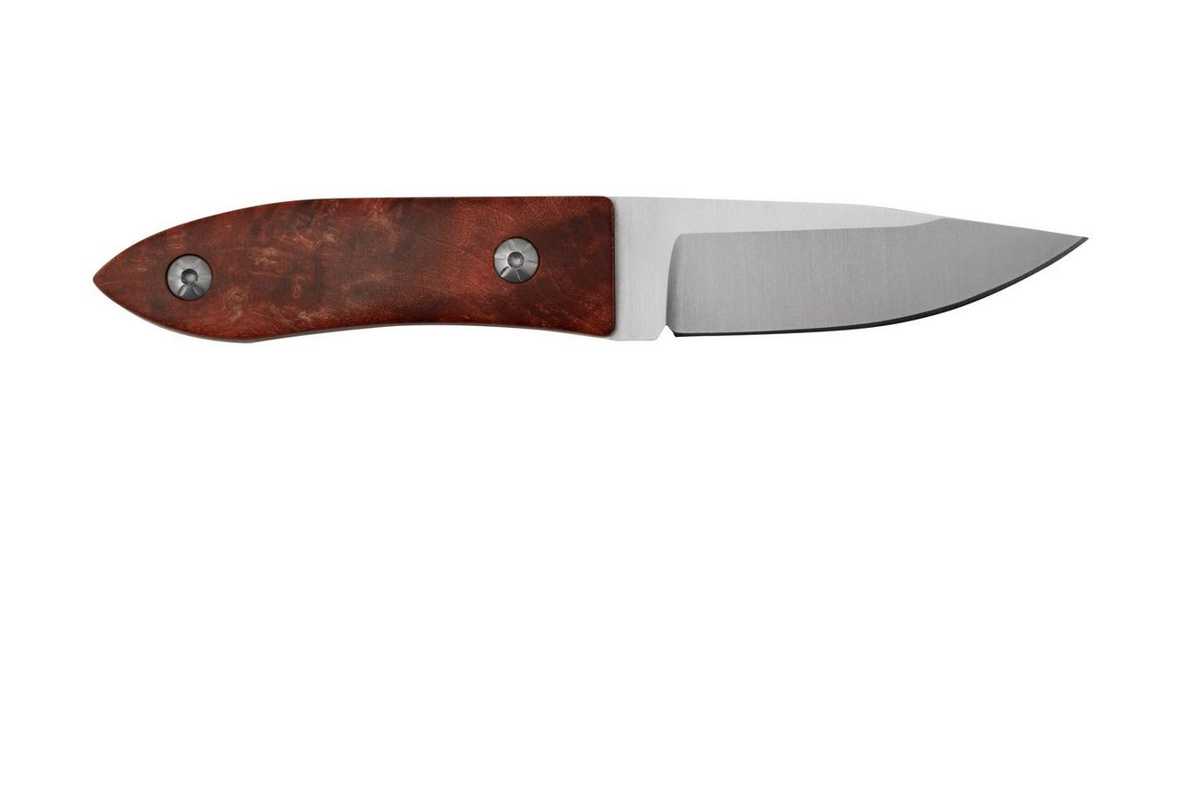 Maserin AM22, 923-RR Red Poplar Burl, vaststaand mes, Atillio Morotti design