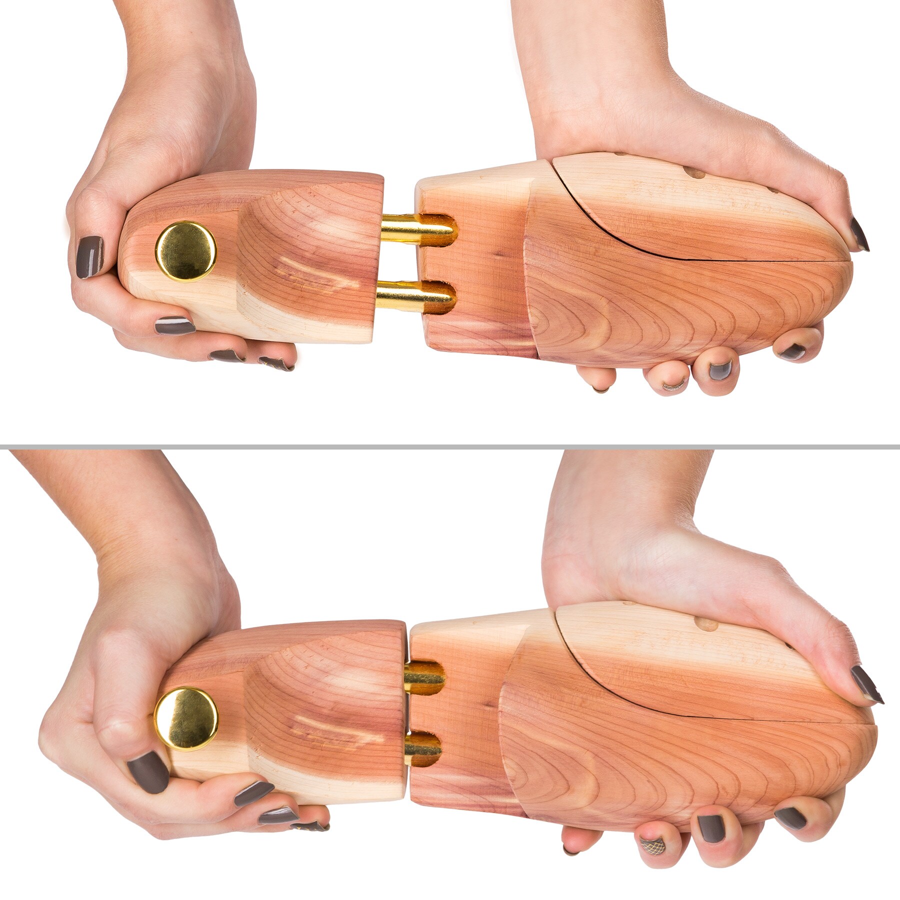 tectake® 2 Paar Schuhspanner, aus Zedernholz, Verhinderung von Gehfalten, gute Luftzirkulation, Messingknopf für einfaches Herausziehen