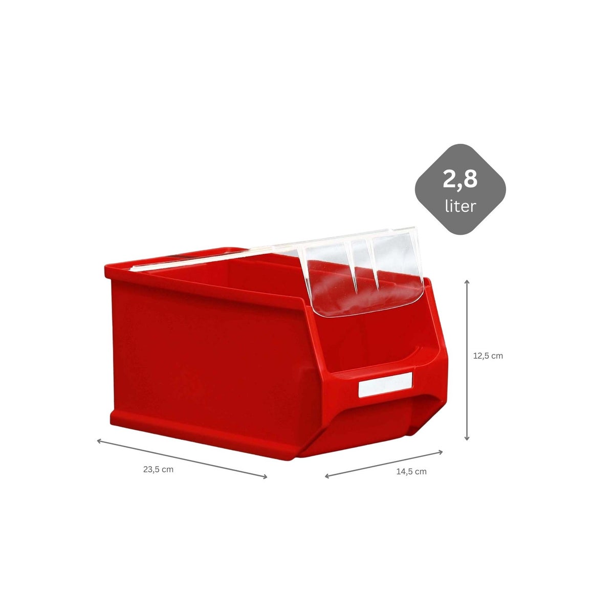 PROREGAL Value Pack 5 x Rode Opbergdoos 3.0 Met Deksel HxBxD 12,5 x 14,5 x 23,5 cm 2,8 Liter Opbergcontainer Opbergdoos