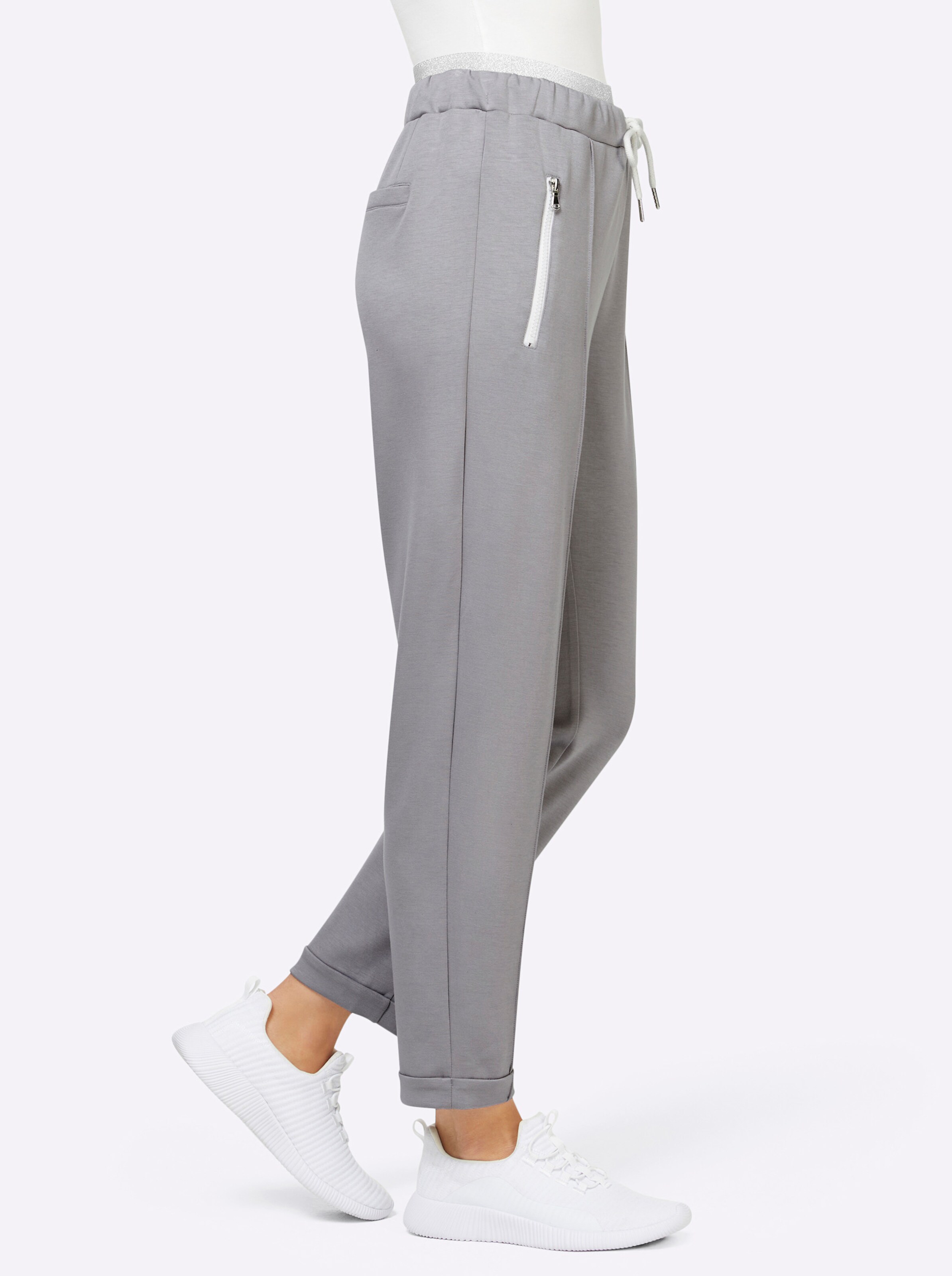 Jogg Pants in steingrau-meliert