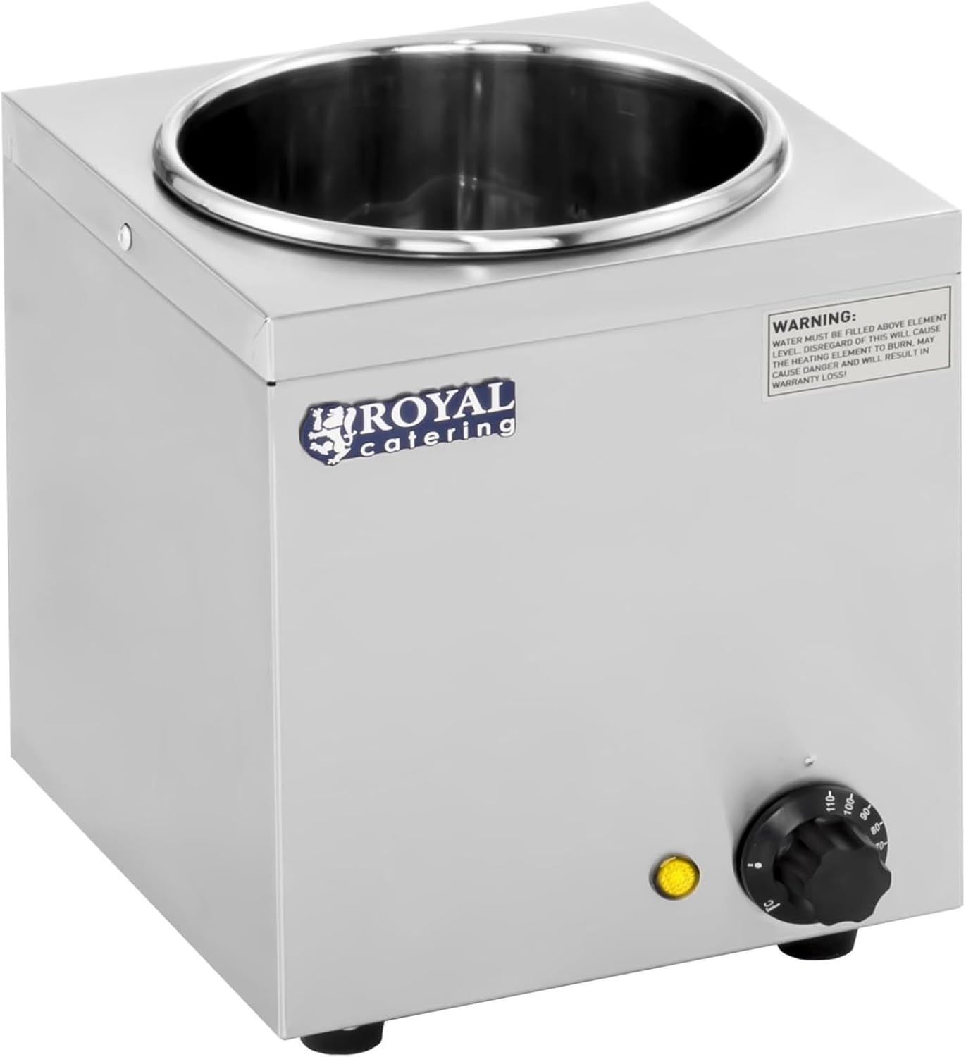 Royal Catering - RCBM-1/4R - Bain Marie Suppenstation mit Ablasshahn Chafing Dish (2,75 L, 1 x 150 W, Inklusive Deckel, 30-110 ° C, beheizbarer Tank)