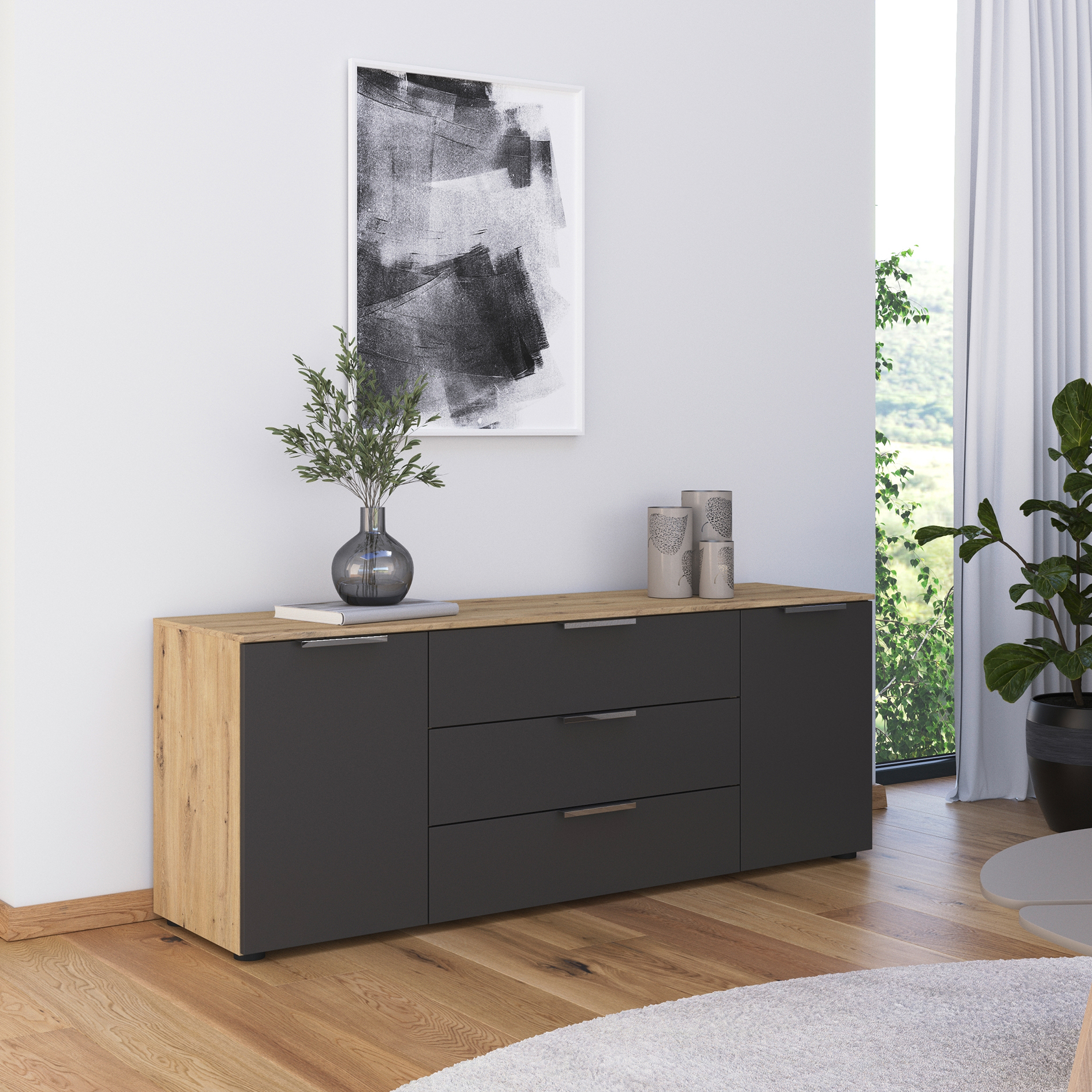 Lowboard - Artisan Eiche-graphit - 160 cm