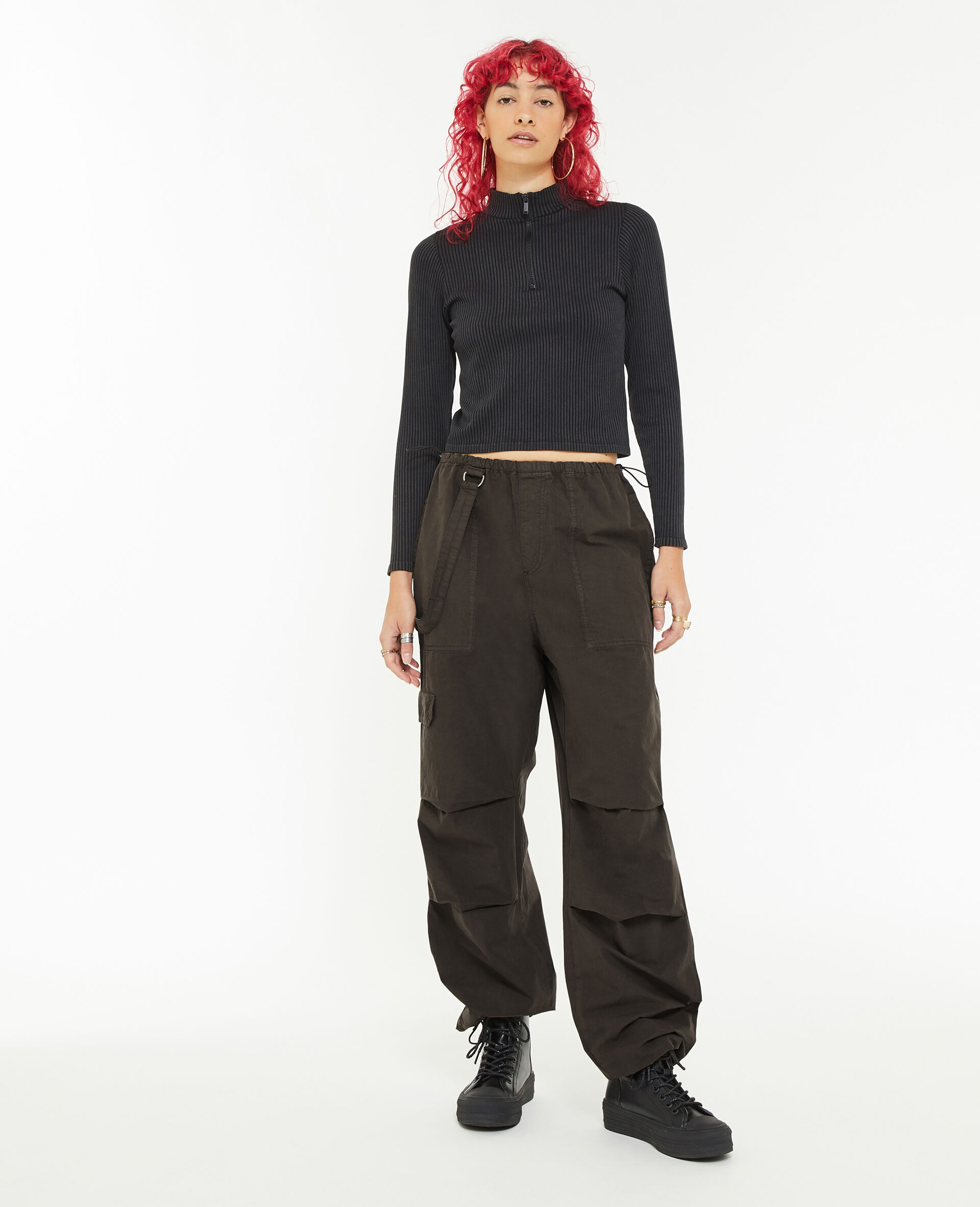 Pantalon parachute - Vert kaki
