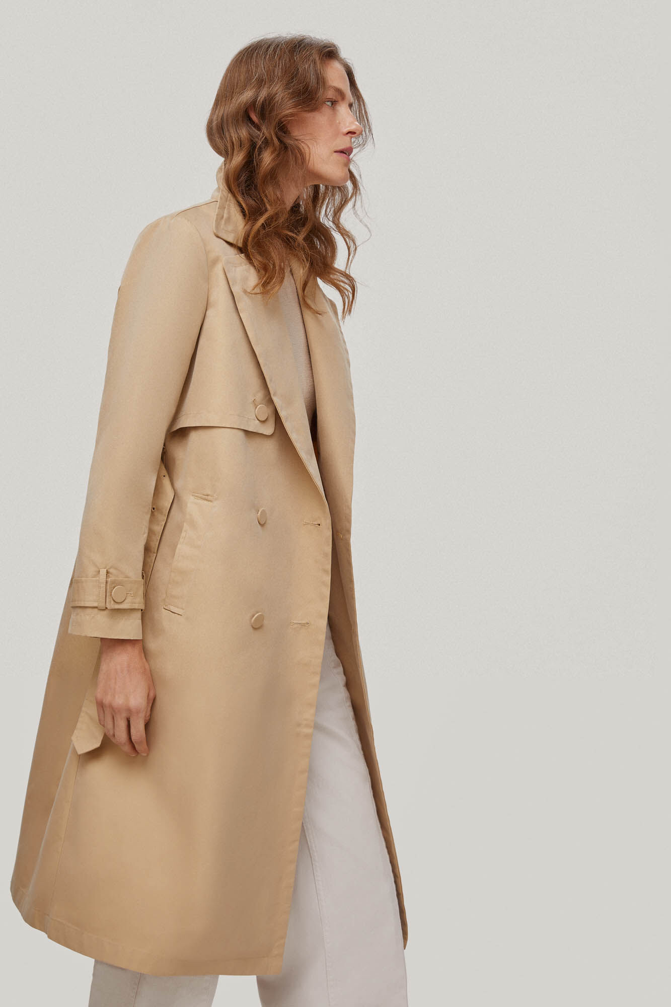 Gabardina longa lisa - Bege