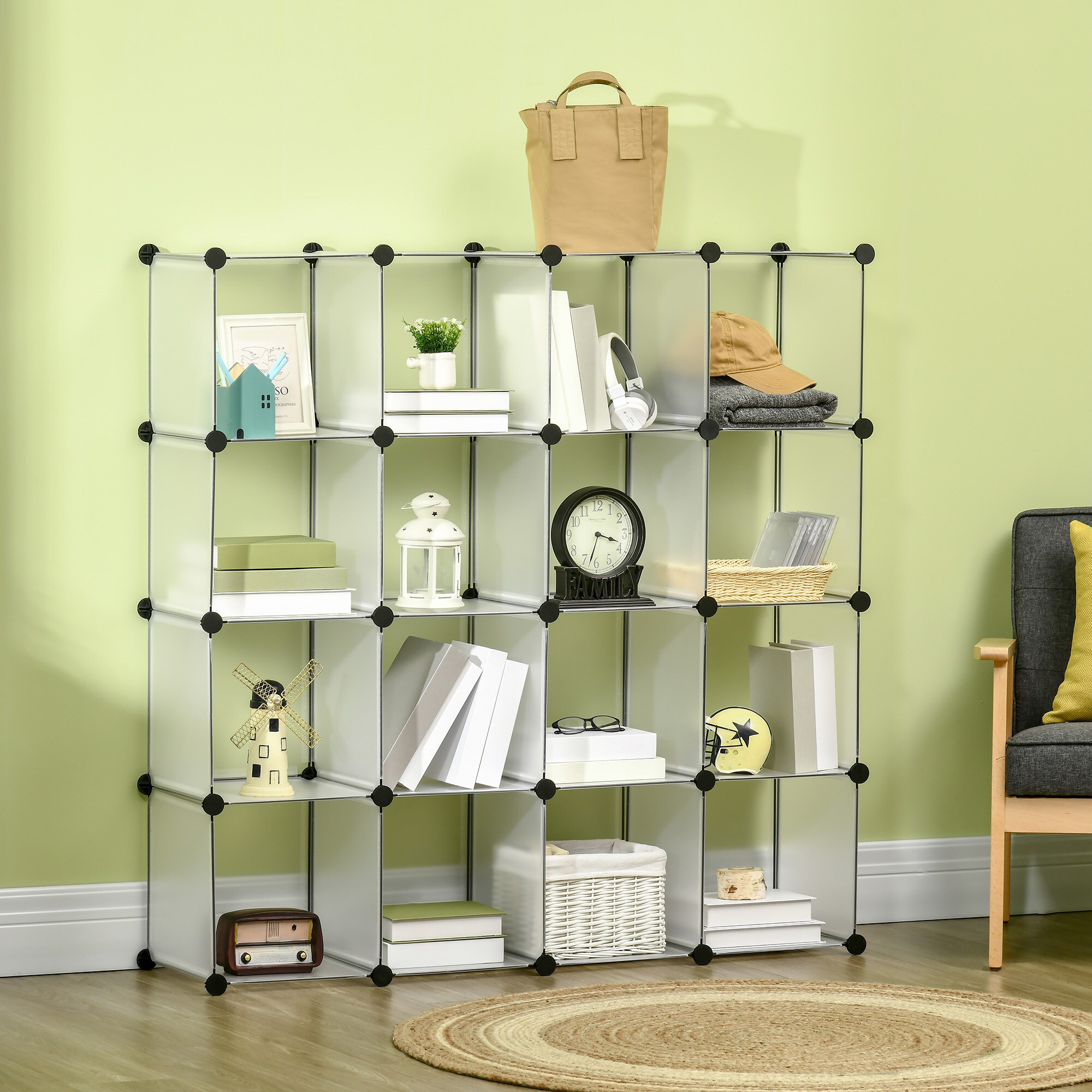 HOMCOM Regalsystem mit Zubehör weiß 125L x 32B x 125H cm