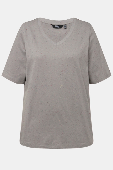T-Shirt, Noppen, V-Ausschnitt, Halbarm