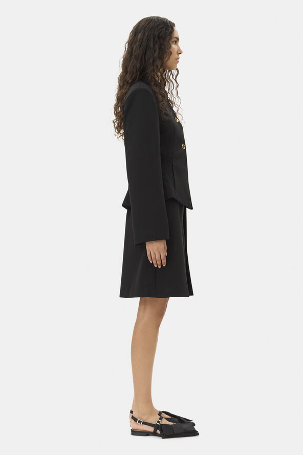 Ganni Light Twill Suiting Blazer Black