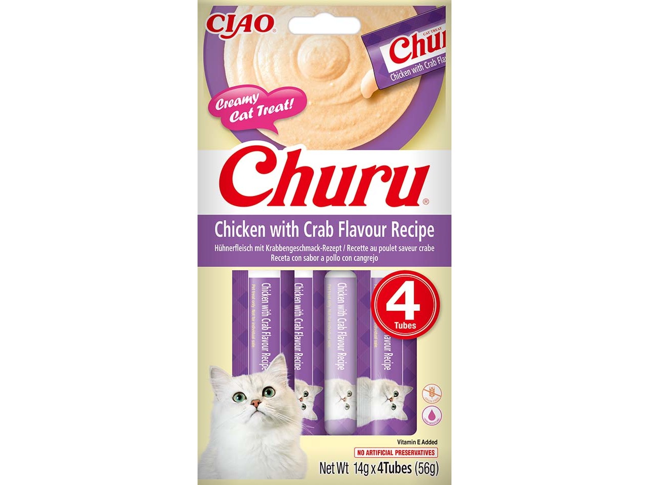 SNACK PARA GATO CIAO CHURU FRANGO / CARANGUEJO 4X14G