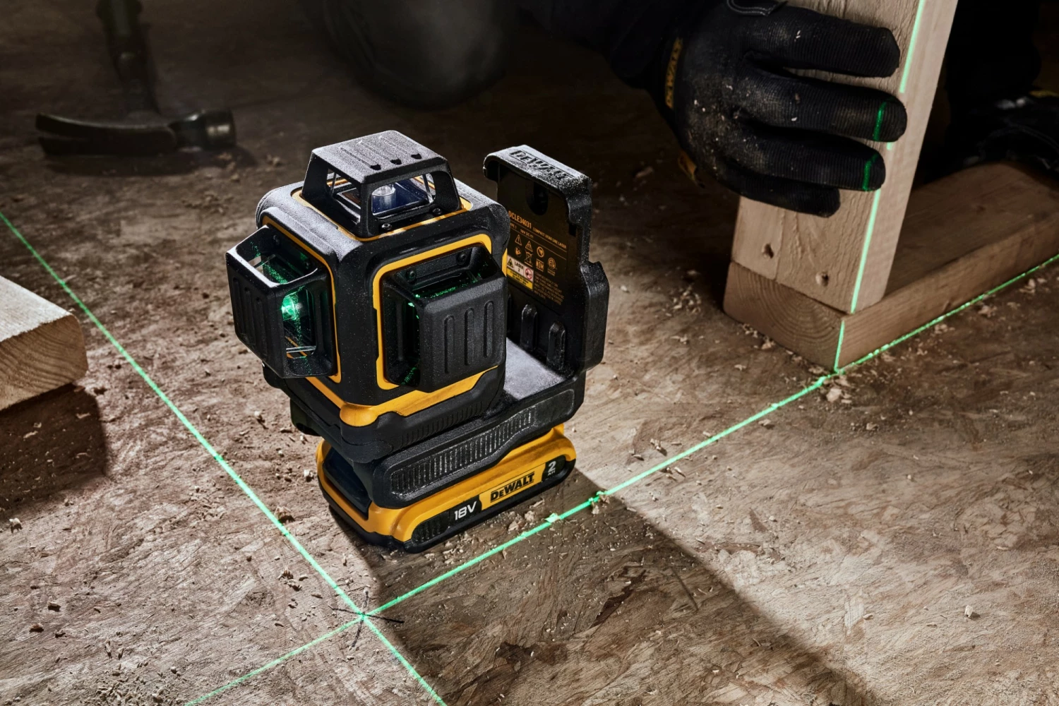 DeWALT DCLE34031D1-QW 18V Li-ion Accu zelfnivellerende Kruislijnlaser set (1x 2.0Ah) - 3x360° - Groen