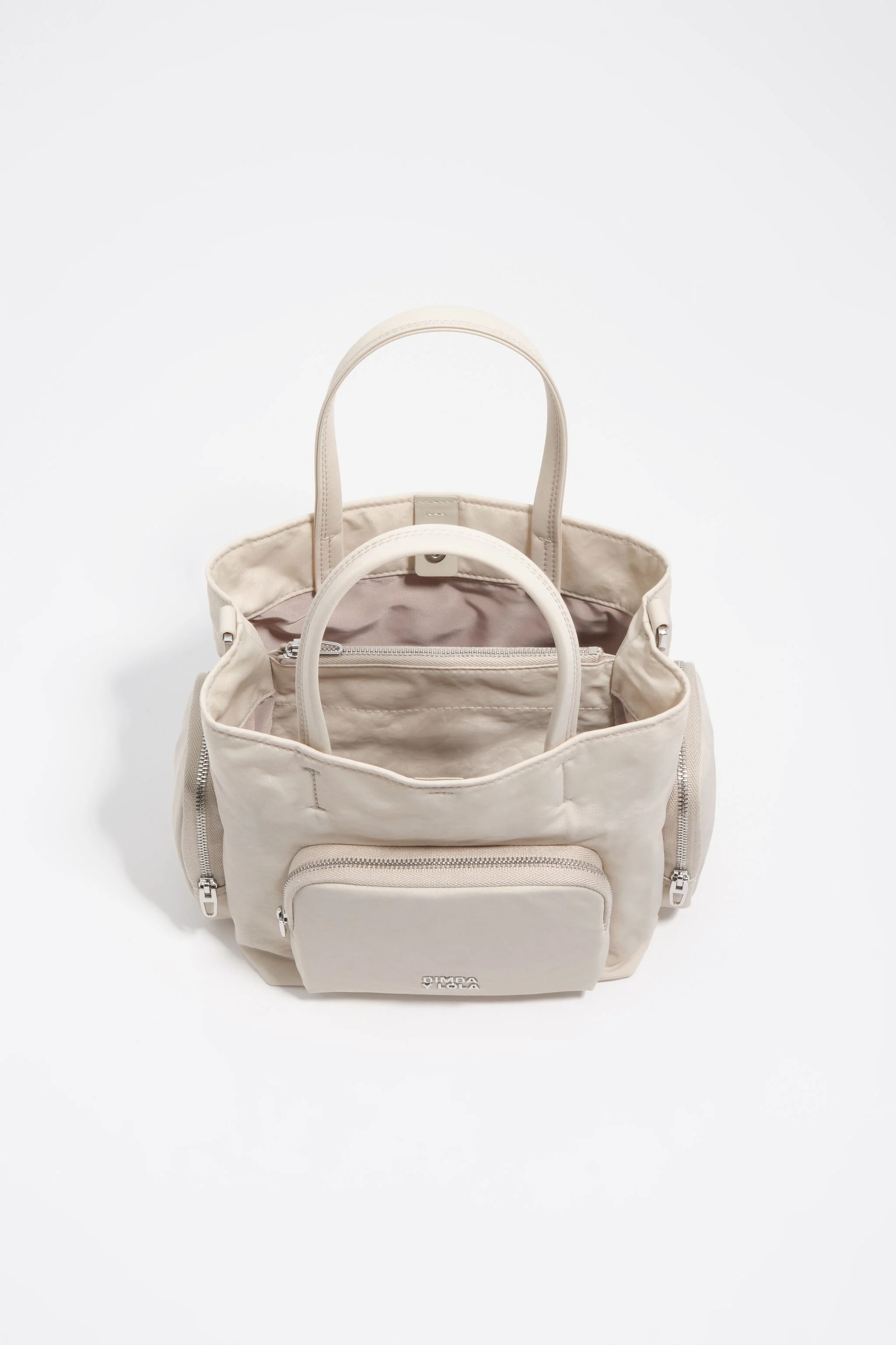 Bolsa de bolso pequena em náilon branco pedra