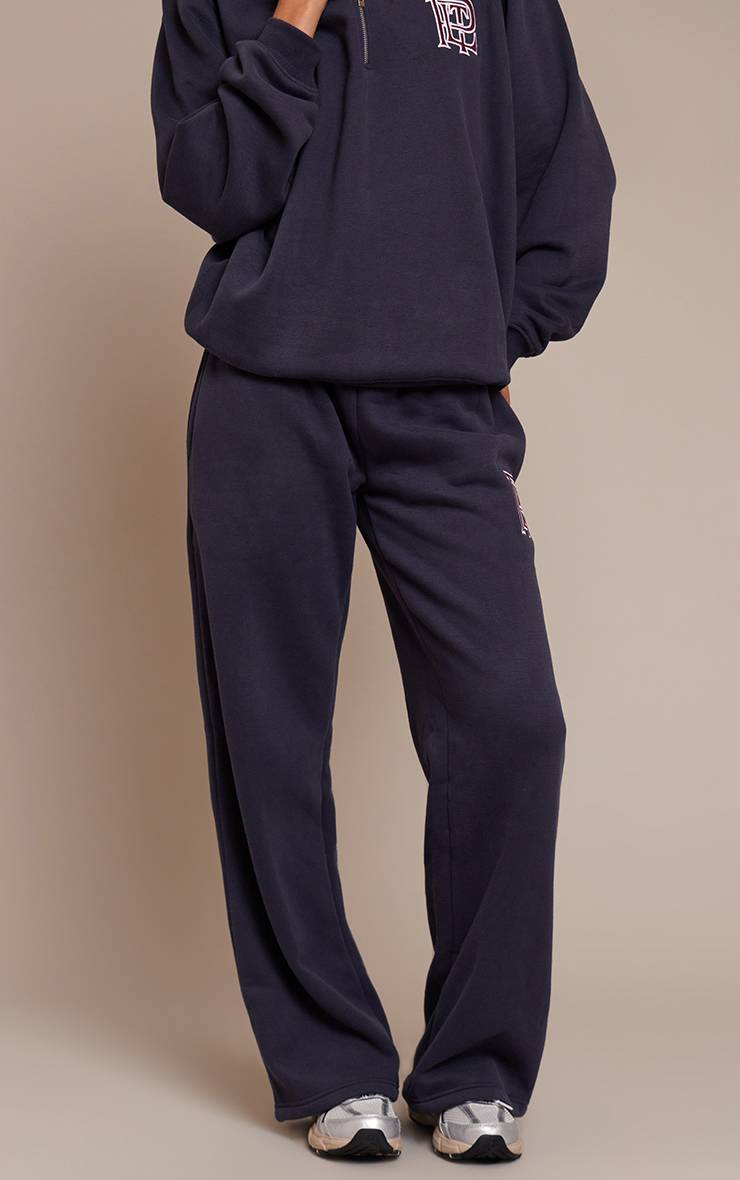 Bleu Marine Pantalon De Jogging Droit En Molleton De Coton Plt