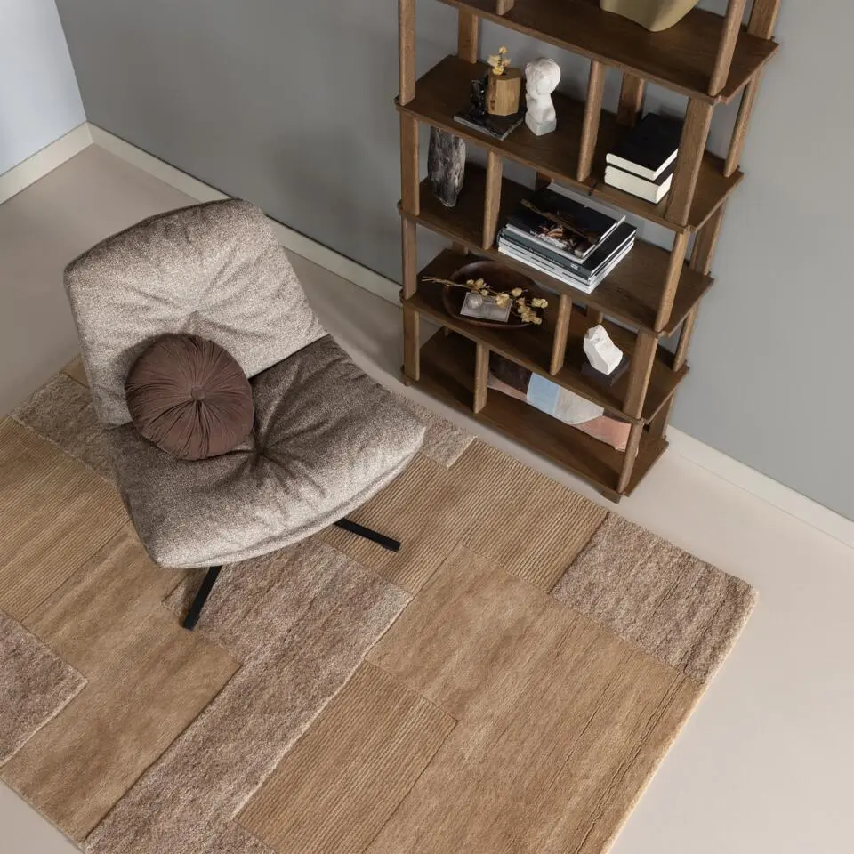 WOOOD Arve Draaifauteuil - Bedrukte Stof - Naturel Melange - 86x82x87