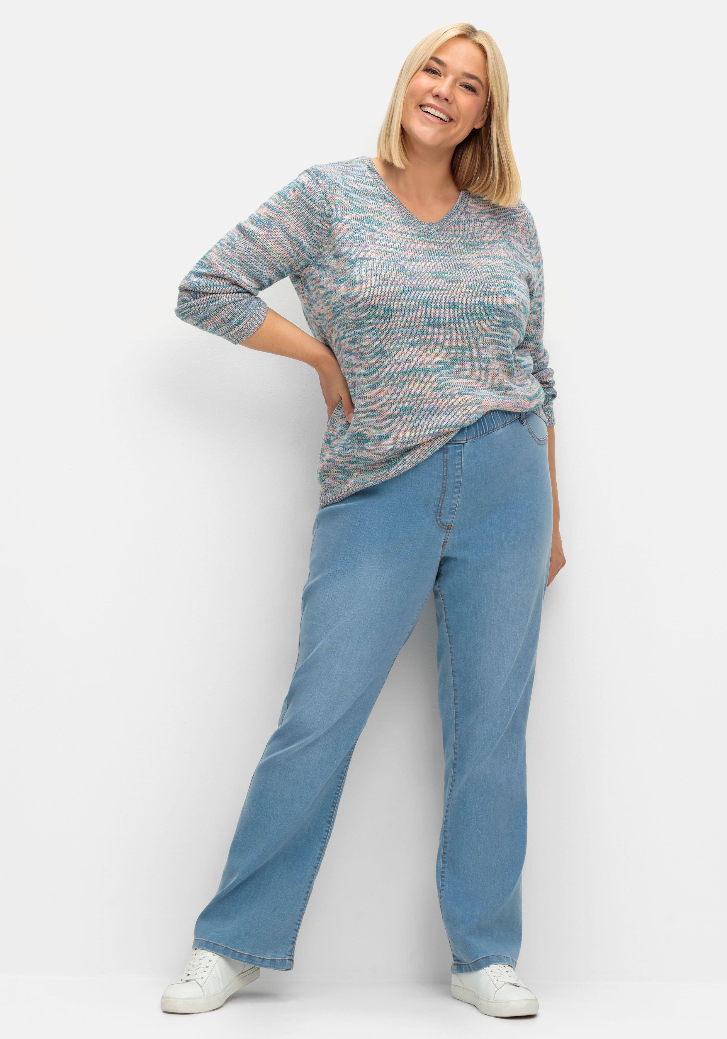 Bootcut-Jeans mit Komfortbund und Used-Effekten
