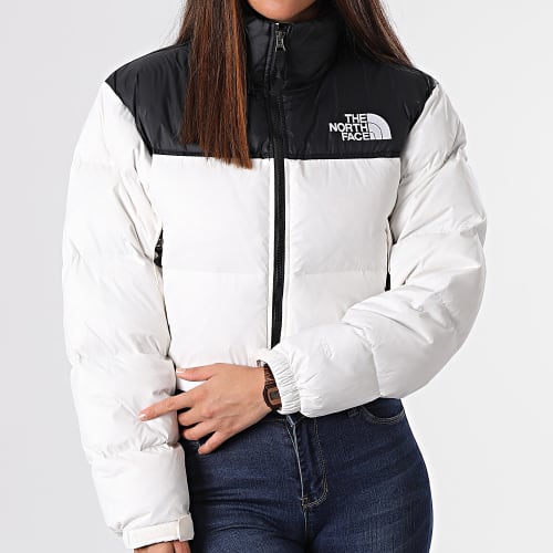 Doudoune Crop Femme Nuptse Short A5GGE Blanc Noir