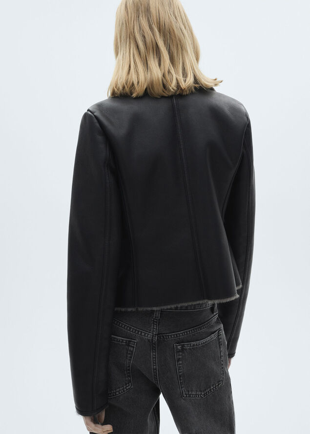 MANGO Jacket with shearling-effect lining Black