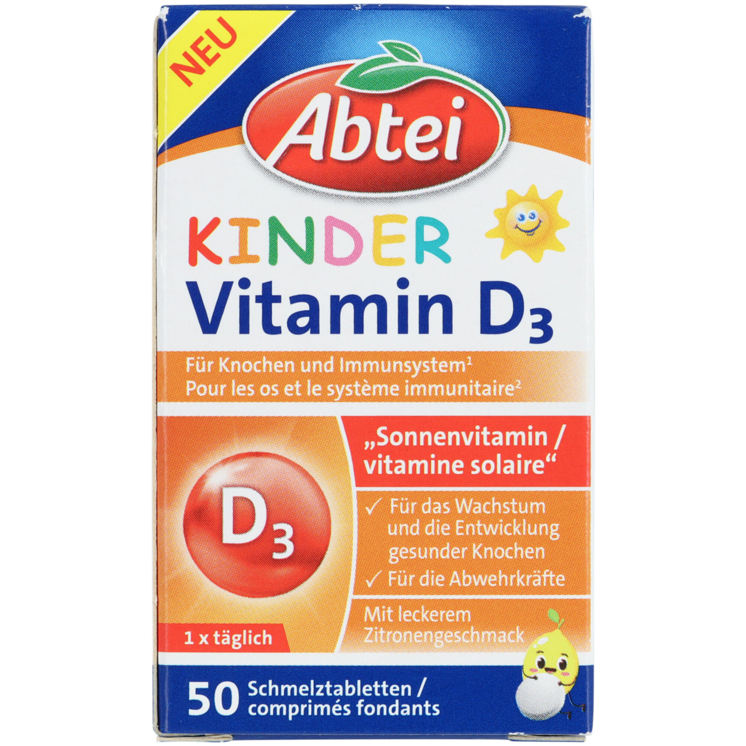 Abtei Kinder Vitamin D3 50 Schmelztabletten