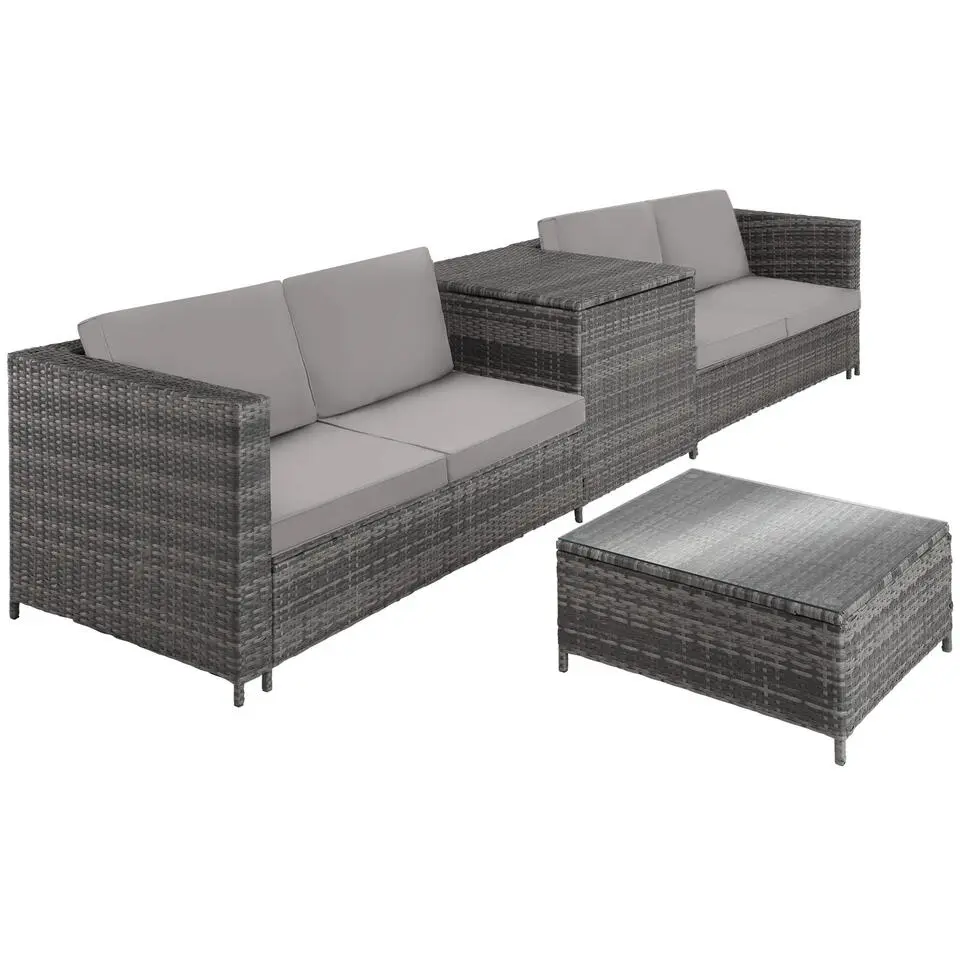 tectake - Loungeset Siena - Wicker - grijs