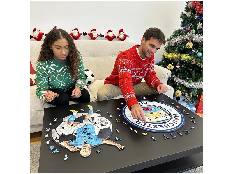 Iconic Puzzle Man City FC – Logo Offiziell lizenziertes Holzpuzzle, Grösse M