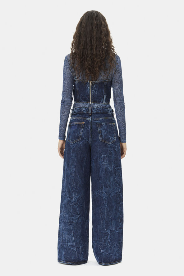 Ganni Crinkled Future Denim Marri Mid blue stone