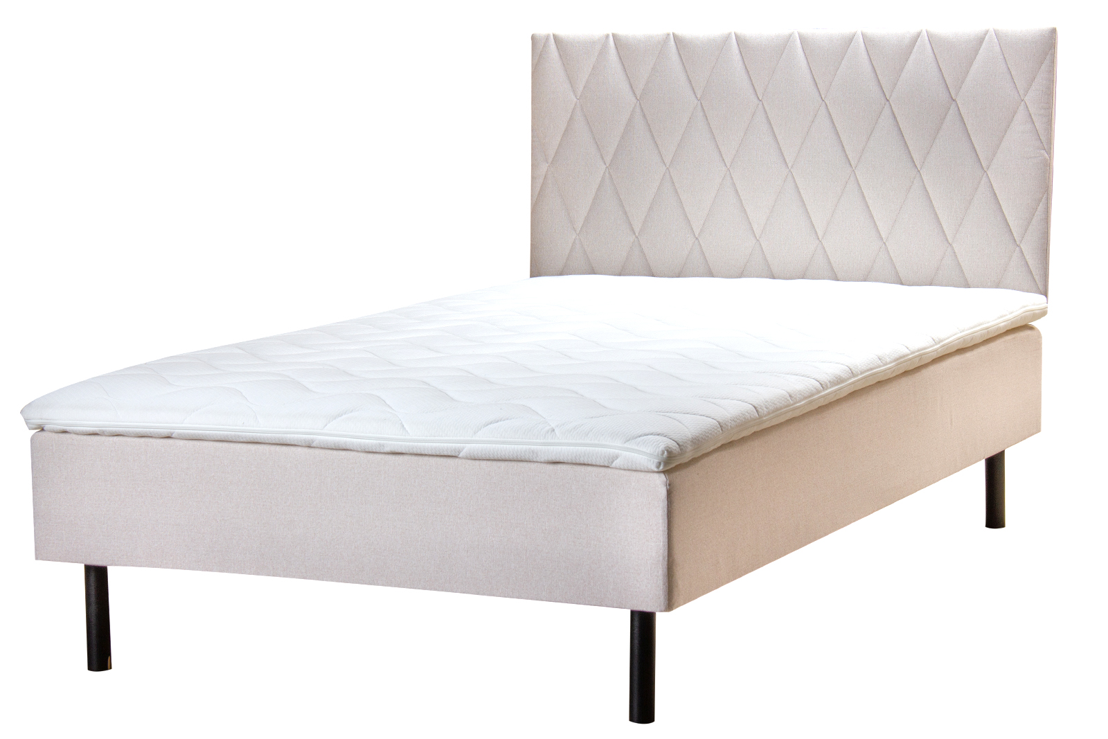 F1 rammemadrass 120x200 cm i tekstil Gandar 25 Beige med 5 cm overmadrass. Uten ben